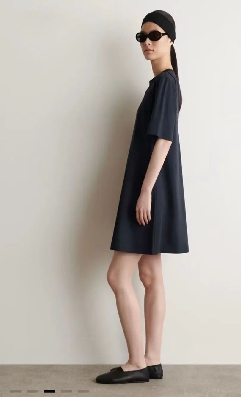 Layered Jersey Mini T-Shirt Dress Blue Double Layer A-Line Stretch Knit Size M N